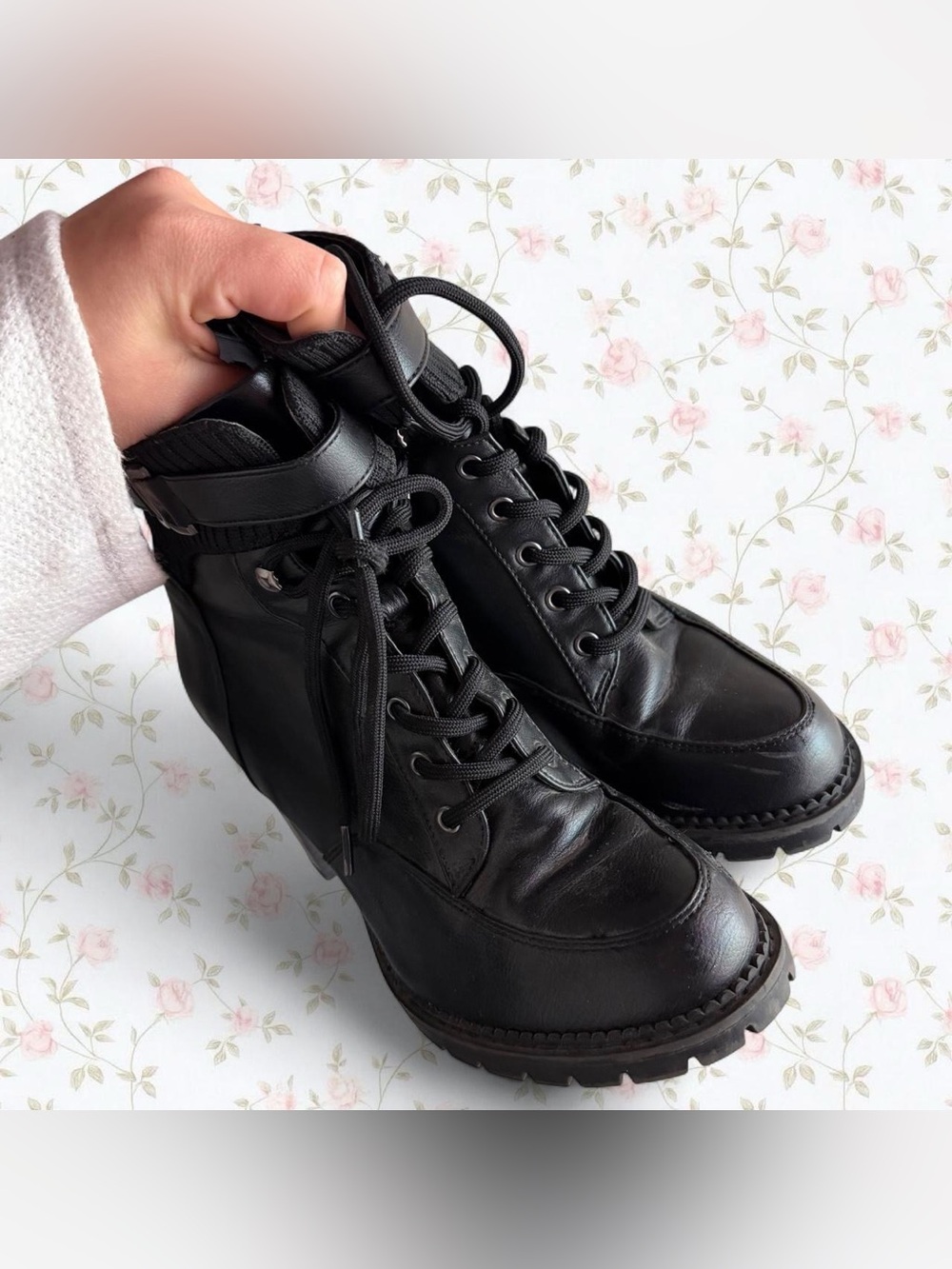 Black Women's Lace-Up Ankle Boots